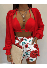 Load image into Gallery viewer, Women's 3 Piece Shorts and Bikini Top - Beach Set - Various Colours Available