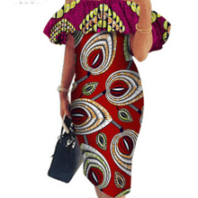 Load image into Gallery viewer, Cotton Off-shoulder African Print Bodycon Dress - Various Colours Available in UK Sizes 8 - 22