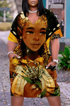 Load image into Gallery viewer, African Queen V-neck T-shirt Style Dress - Various Designs Available