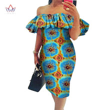 Load image into Gallery viewer, Cotton Off-shoulder African Print Bodycon Dress - Various Colours Available in UK Sizes 8 - 22