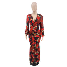 Load image into Gallery viewer, Full Length Floral Print Dress - Available in Various Colours In UK Sizes 8 - 14
