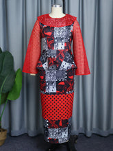 Load image into Gallery viewer, Plus Size Long Sleeve Red and Black Party Dress - UK Sizes 10 - 26
