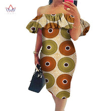 Load image into Gallery viewer, Cotton Off-shoulder African Print Bodycon Dress - Various Colours Available in UK Sizes 8 - 22