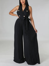 Load image into Gallery viewer, V-Neck Jumpsuit with Pleated Wide Leg  - Various Colours Available in Sizes S - XL
