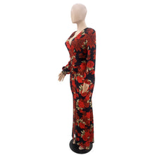 Load image into Gallery viewer, Full Length Floral Print Dress - Available in Various Colours In UK Sizes 8 - 14

