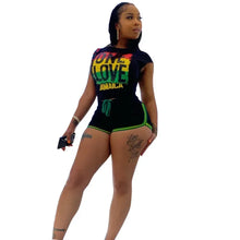 Load image into Gallery viewer, One Love Shorts and Matching Crop Top - Available in UK Sizes 8 - 16