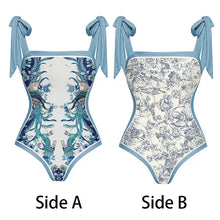 Load image into Gallery viewer, Two Piece Swimming Costume and Sarong Set - Orange Floral