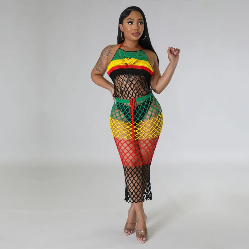 rasta dress mesh Sexy Backless Rasta Sting Dress - Available in sizes S