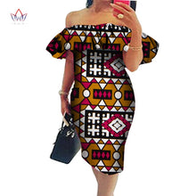 Load image into Gallery viewer, Cotton Off-shoulder African Print Bodycon Dress - Various Colours Available in UK Sizes 8 - 22