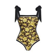 Load image into Gallery viewer, Two Piece Swimming Costume and Sarong Set - Orange Floral