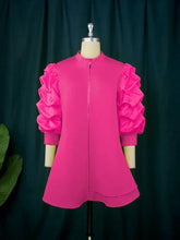 Load image into Gallery viewer, High Neck Mini Dress with Puff Sleeves - Available in Yellow, Pink or Purple in UK Sizes 10-24