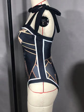 Load image into Gallery viewer, Two Piece Swimming Costume and Sarong Set - Gold and Black