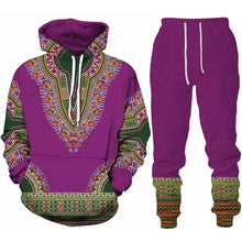 Load image into Gallery viewer, Purple Unisex Dashiki Print Tracksuit - Available in Adult Sizes S - 5XL
