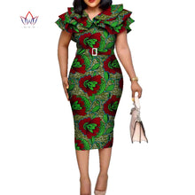 Load image into Gallery viewer, African Print Ruffled Collar Midi Dress - Various Colours Available - Sizes UK 8 - 24