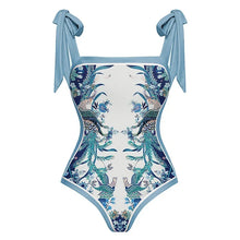 Load image into Gallery viewer, Two Piece Swimming Costume and Sarong Set - Orange Floral