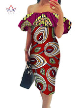 Load image into Gallery viewer, Cotton Off-shoulder African Print Bodycon Dress - Various Colours Available in UK Sizes 8 - 22