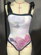 Load image into Gallery viewer, Two Piece Swimming Costume and Sarong Set - Orange Floral