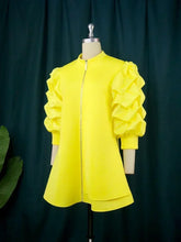 Load image into Gallery viewer, High Neck Mini Dress with Puff Sleeves - Available in Yellow, Pink or Purple in UK Sizes 10-24