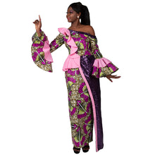 Load image into Gallery viewer, African Print Off-shoulder Evening Dress - Various Colours Available in UK Sizes 8 - 22