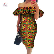 Load image into Gallery viewer, Cotton Off-shoulder African Print Bodycon Dress - Various Colours Available in UK Sizes 8 - 22