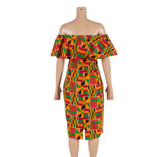 Load image into Gallery viewer, Cotton Off-shoulder African Print Bodycon Dress - Various Colours Available in UK Sizes 8 - 22