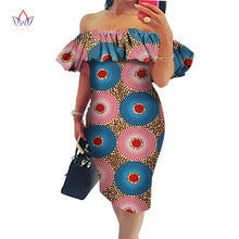 Load image into Gallery viewer, Cotton Off-shoulder African Print Bodycon Dress - Various Colours Available in UK Sizes 8 - 22