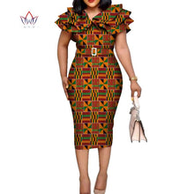 Load image into Gallery viewer, African Print Ruffled Collar Midi Dress - Various Colours Available - Sizes UK 8 - 24
