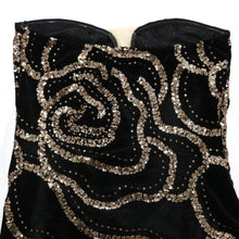 Load image into Gallery viewer, V-Neck Strapless Evening Dress with Gold Sequin Detail - Available in 3 Colours in UK Sizes 8 - 16