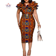 Load image into Gallery viewer, African Print Ruffled Collar Midi Dress - Various Colours Available - Sizes UK 8 - 24