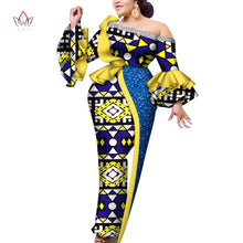 Load image into Gallery viewer, African Print Off-shoulder Evening Dress - Various Colours Available in UK Sizes 8 - 22