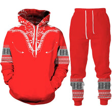 Load image into Gallery viewer, Red and White - Unisex Dashiki Print Tracksuit - Available in Adult Sizes S - 5XL