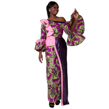 Load image into Gallery viewer, African Print Off-shoulder Evening Dress - Various Colours Available in UK Sizes 8 - 22