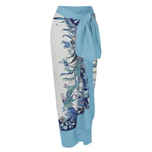 Load image into Gallery viewer, Two Piece Swimming Costume and Sarong Set - Orange Floral