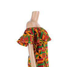 Load image into Gallery viewer, Cotton Off-shoulder African Print Bodycon Dress - Various Colours Available in UK Sizes 8 - 22