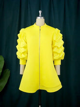 Load image into Gallery viewer, High Neck Mini Dress with Puff Sleeves - Available in Yellow, Pink or Purple in UK Sizes 10-24