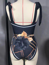 Load image into Gallery viewer, Two Piece Swimming Costume and Skirt Set - White and Blue Floral