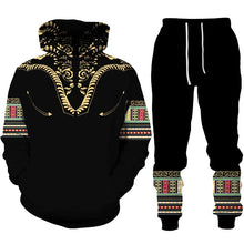 Load image into Gallery viewer, Black and Gold - Unisex Dashiki Print Tracksuit - Available in Adult Sizes S - 5XL