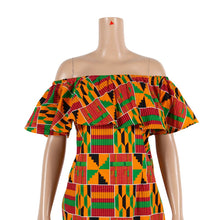 Load image into Gallery viewer, Cotton Off-shoulder African Print Bodycon Dress - Various Colours Available in UK Sizes 8 - 22