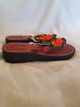 Load image into Gallery viewer, Heavy Duty Leather Sandals With Beaded Butterfly Design - UK Size 8
