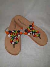 Load image into Gallery viewer, Heavy Duty Cork Sandals With Beaded Figure of Eight Design - UK Size 9
