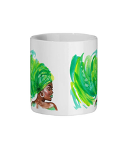 Load image into Gallery viewer, Black Woman in Green Headwrap Ceramic Mug - FAST UK DELIVERY