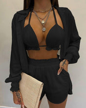 Load image into Gallery viewer, Women's 3 Piece Shorts and Bikini Top - Beach Set - Various Colours Available