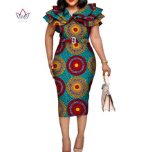 Load image into Gallery viewer, African Print Ruffled Collar Midi Dress - Various Colours Available - Sizes UK 8 - 24