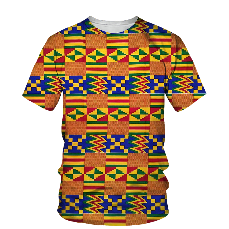 Kids African Kente Print Unisex T-shirt - Age 3 -14 Years