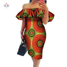 Load image into Gallery viewer, Cotton Off-shoulder African Print Bodycon Dress - Various Colours Available in UK Sizes 8 - 22