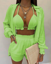 Load image into Gallery viewer, Women's 3 Piece Shorts and Bikini Top - Beach Set - Various Colours Available