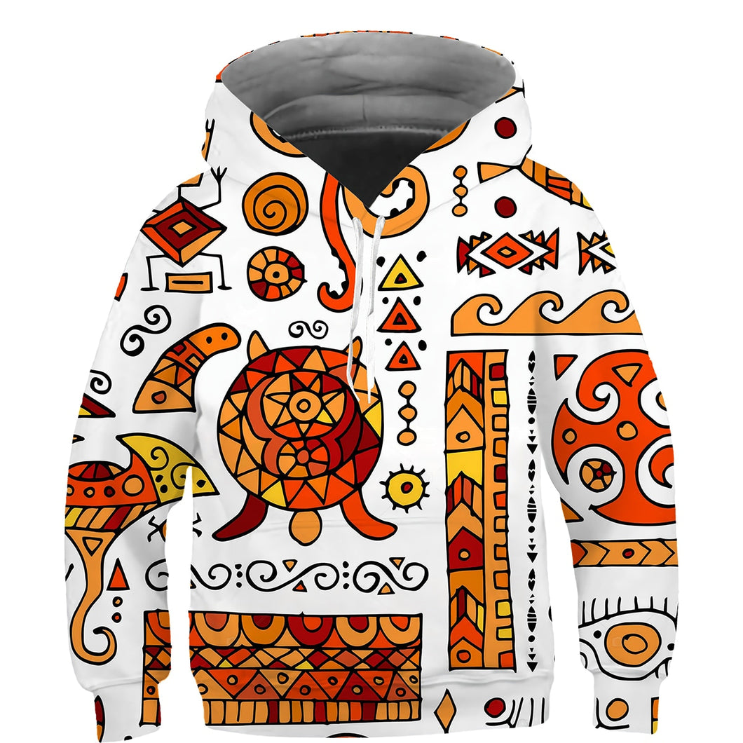 Kids African Print Hoodie - Design J - For Ages 3 - 14