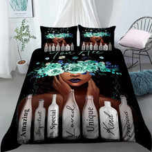 Load image into Gallery viewer, Black Girl Magic Duvet Cover Set - Message in a Bottle Design

