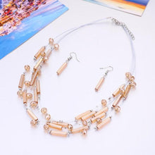 Load image into Gallery viewer, Beaded Layered Necklace and Matching Drop Earrings - Champagne
