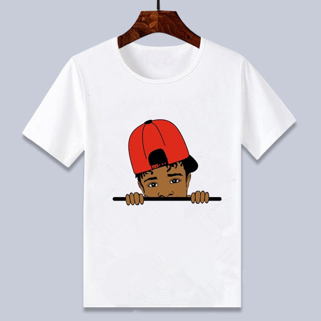 Young Black Boy T-shirt - Red Cap Design